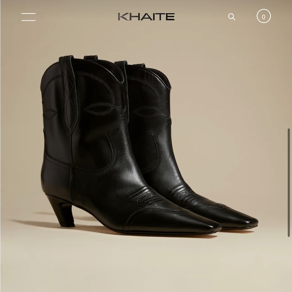 Khaite THE DALLAS ANKLE BOOT in Black Leather